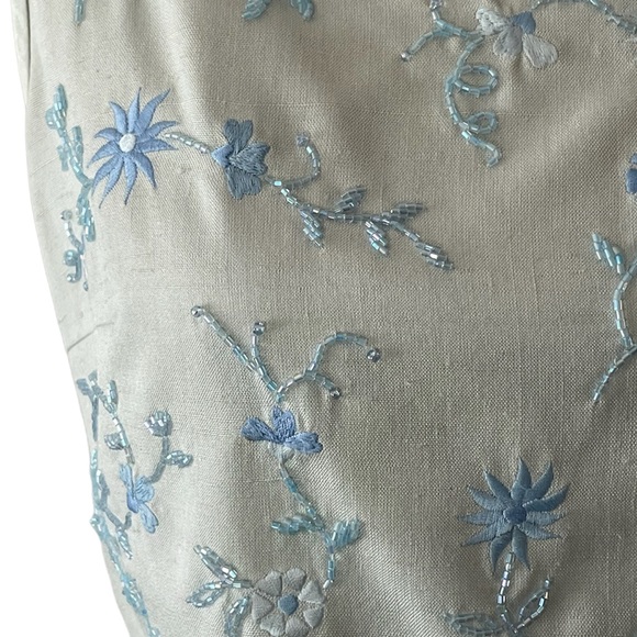 Kay Unger Evening Mid-90's Vintage Beaded Light Blue Cocktail Dress Size… - Picture 2 of 8